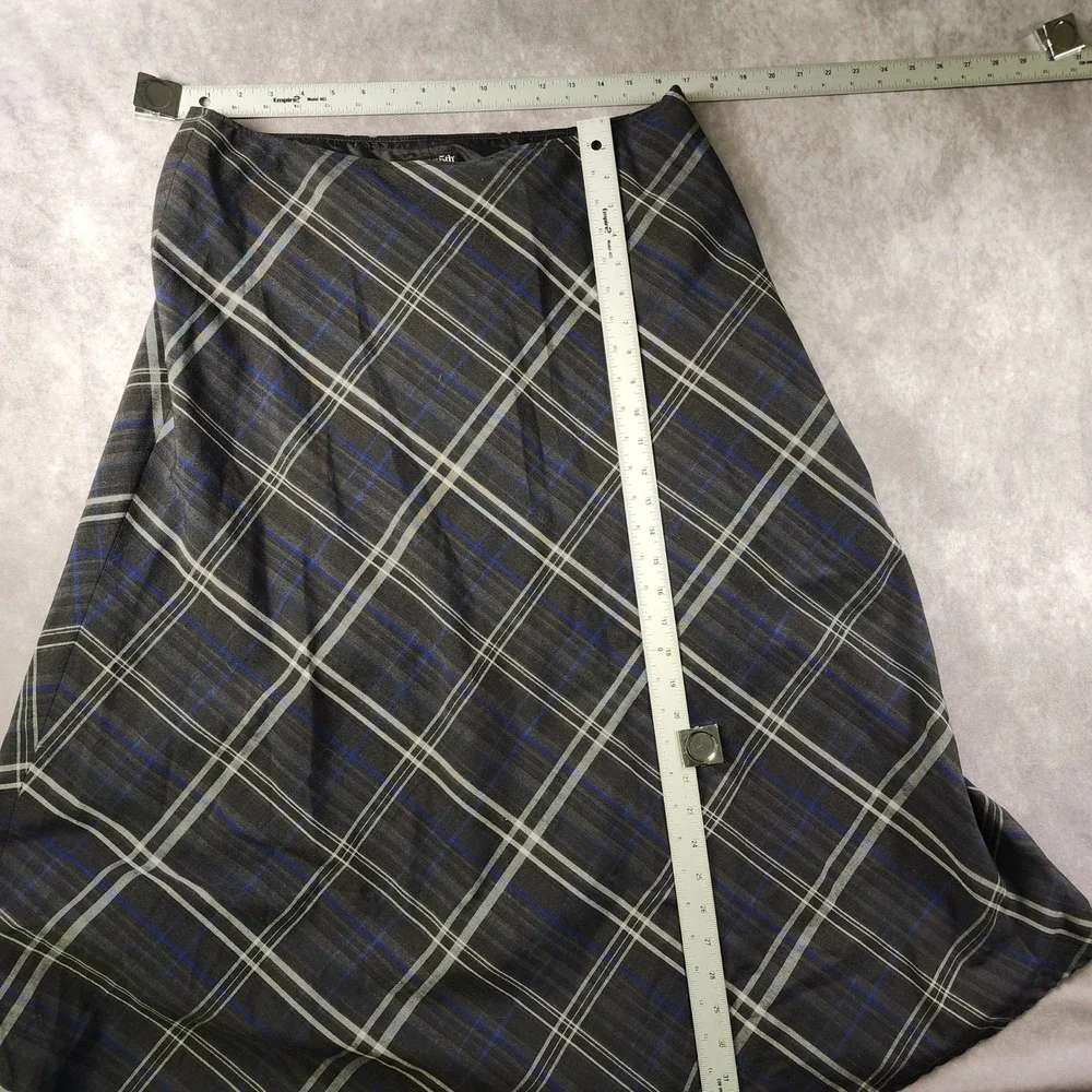 Plaid A-Line Maxi Skirt in Black and Blue